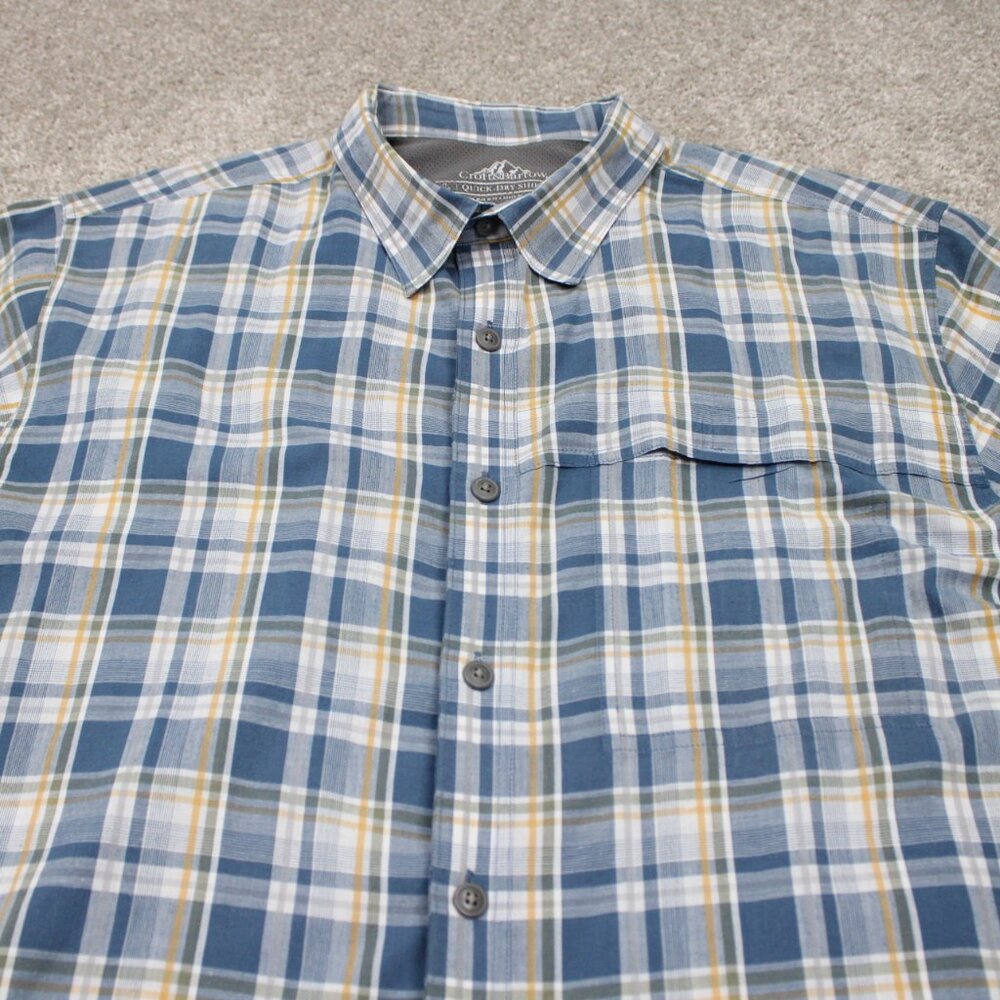 Croft & Barrow Quick Dry Shirt Mens Large Blue/Yellow Poly/Cotton‎ S/S Button Up - Picture 4 of 12